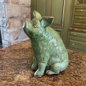 Green Ceramic Pig Decoration
